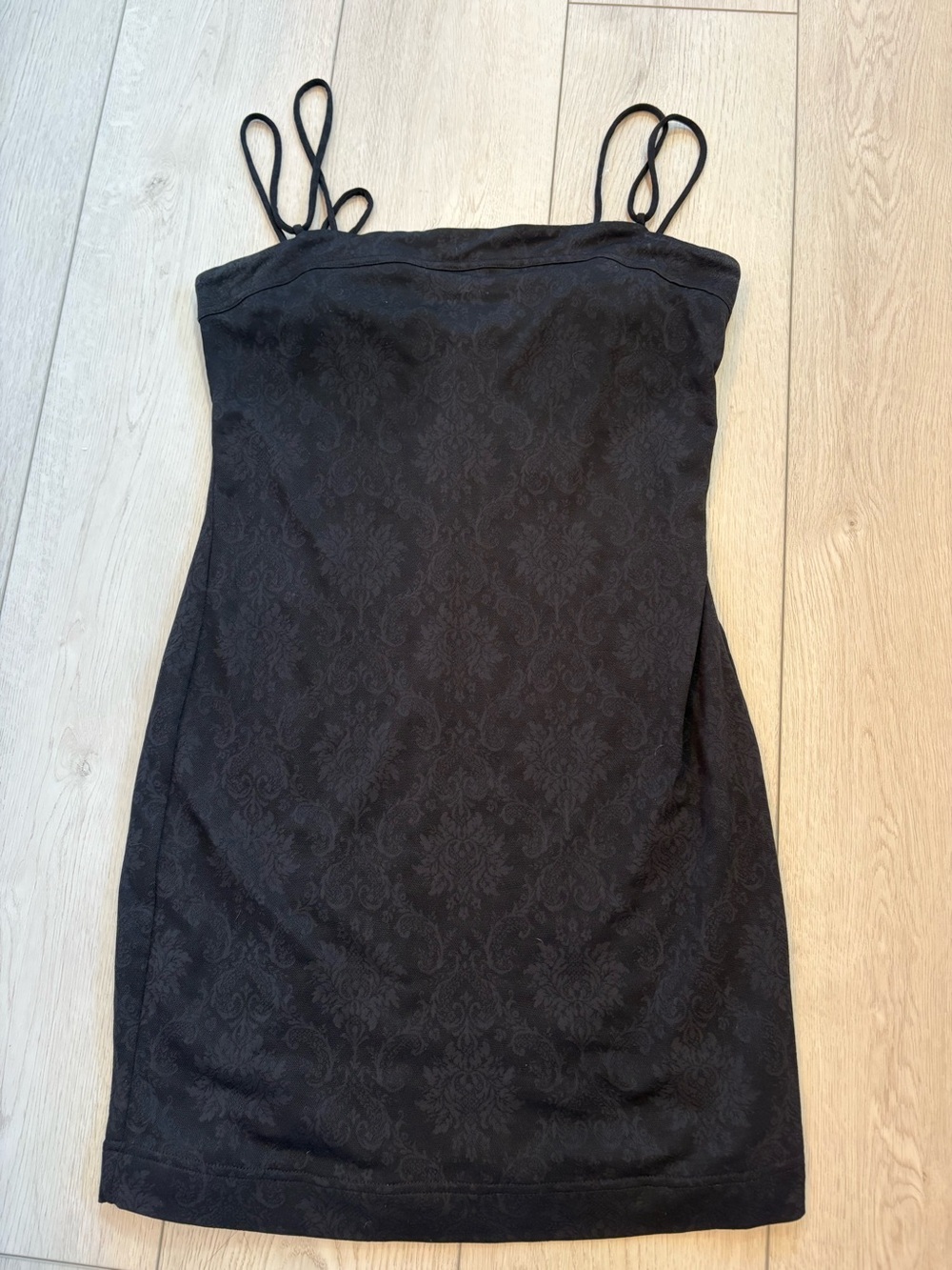 Intimately Free People Black Damask Mesh Mini Dress — Tie Straps — Size M